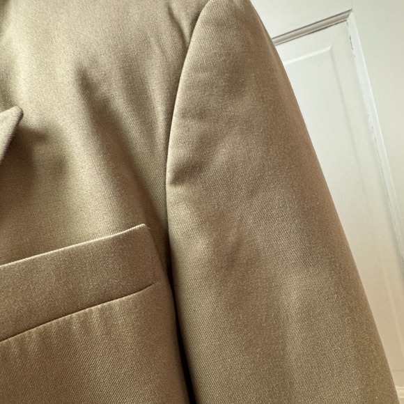 ZARA Cropped Lapel Blazer Taupe Brown Tailored Blazer Open Front Womens Academia - Picture 4 of 16